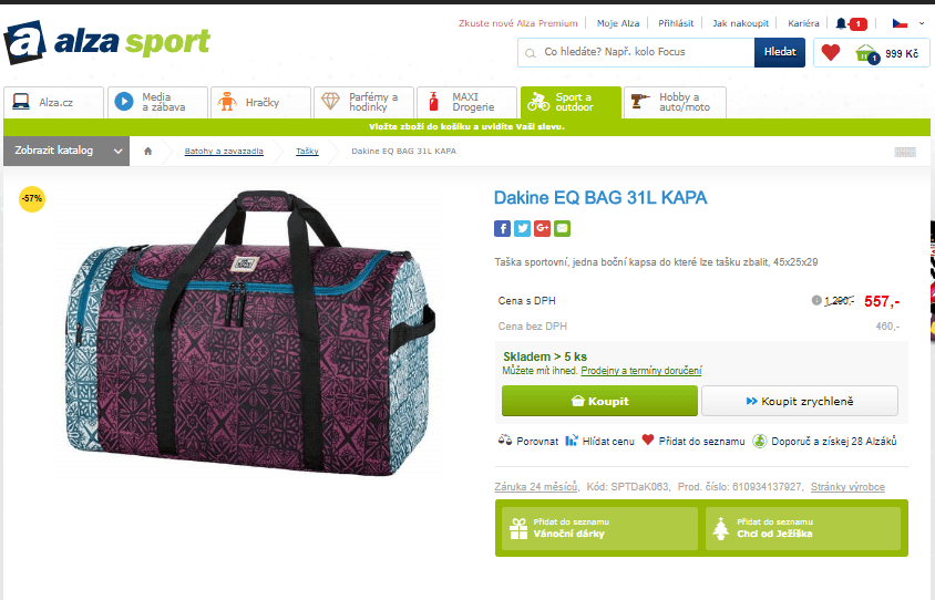 Sportovní taška Dakine 45x25x29