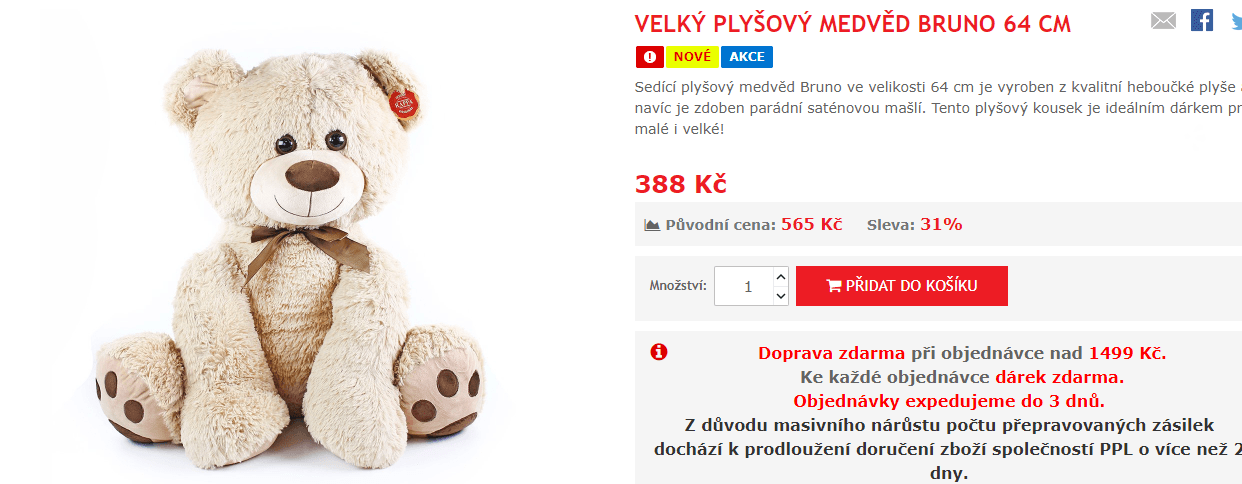 Plyšový medvídek 64 cm