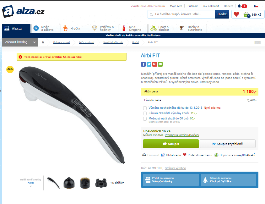 Masážní přístroj Airbi Fit