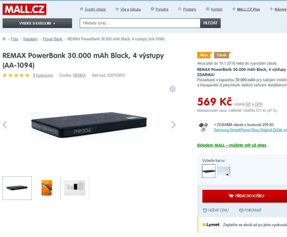 Powerbanka Remax, 4x USB, 30.000 mAh