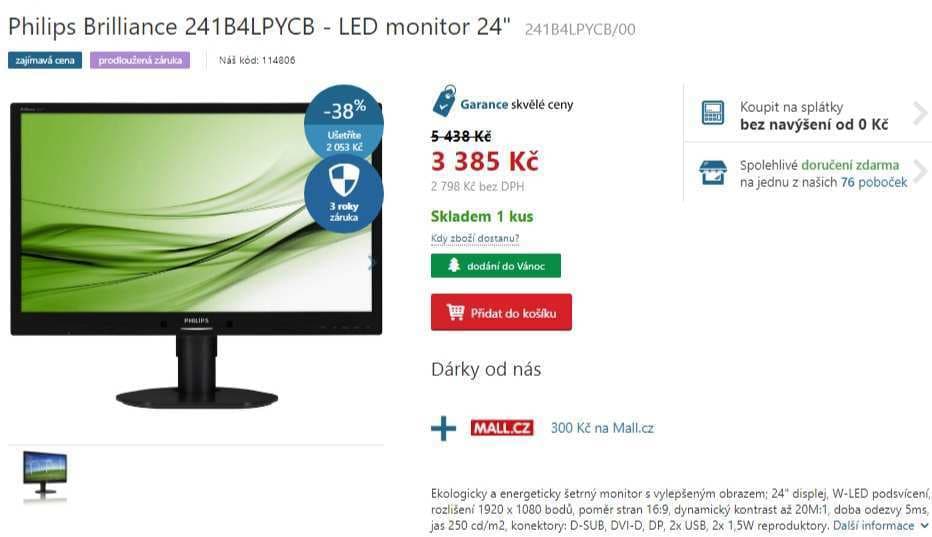 PC monitor 24" Philips Brilliance 