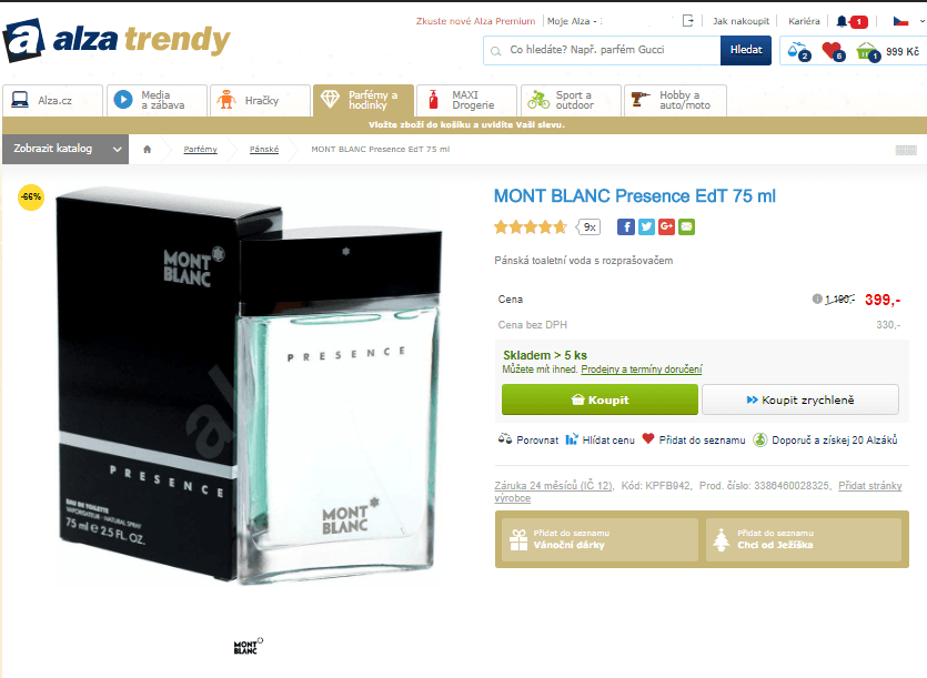 MONT BLANC Presence EdT 75 ml
