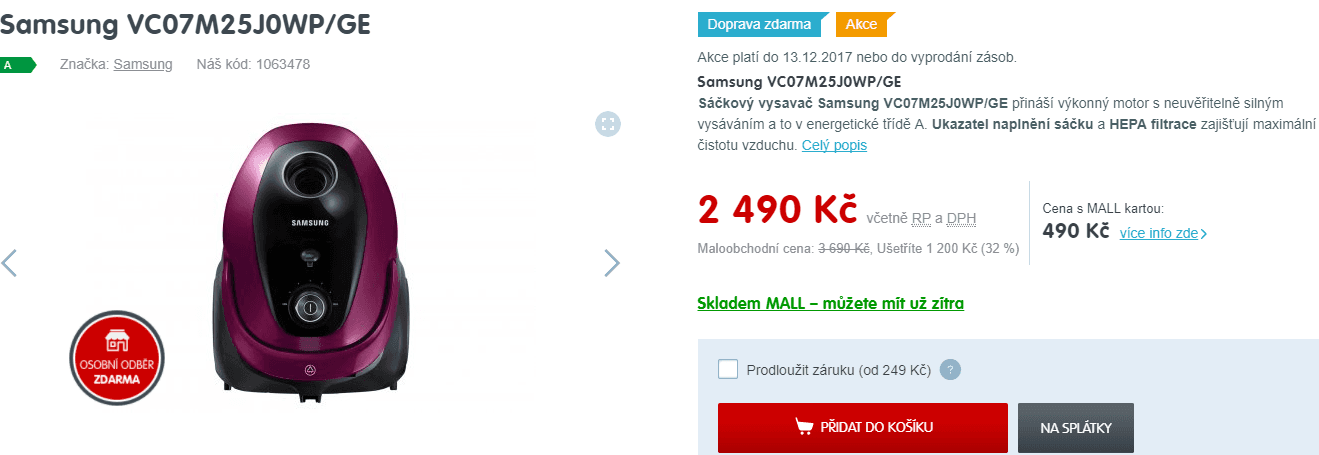 Vysavač Samsung, EzClean Cyclone