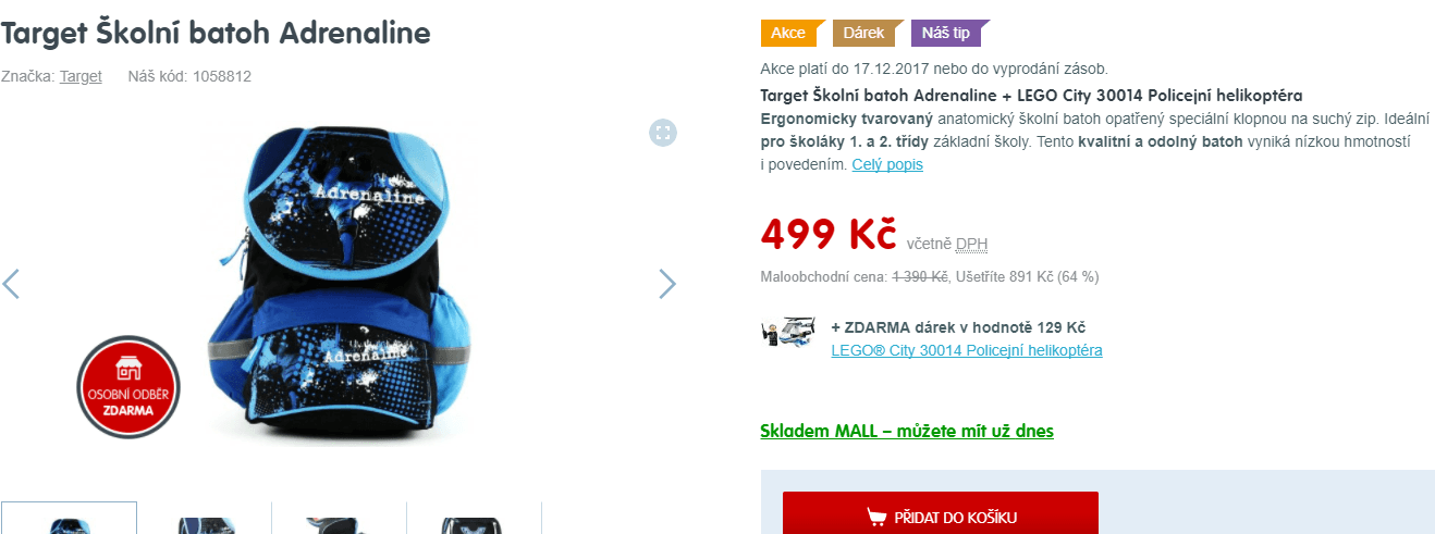 Školní batoh Target Skateboard Adrenaline