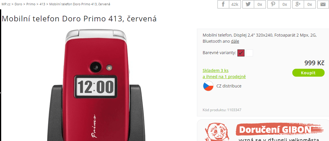 Mobil pro seniory Doro Primo 413 