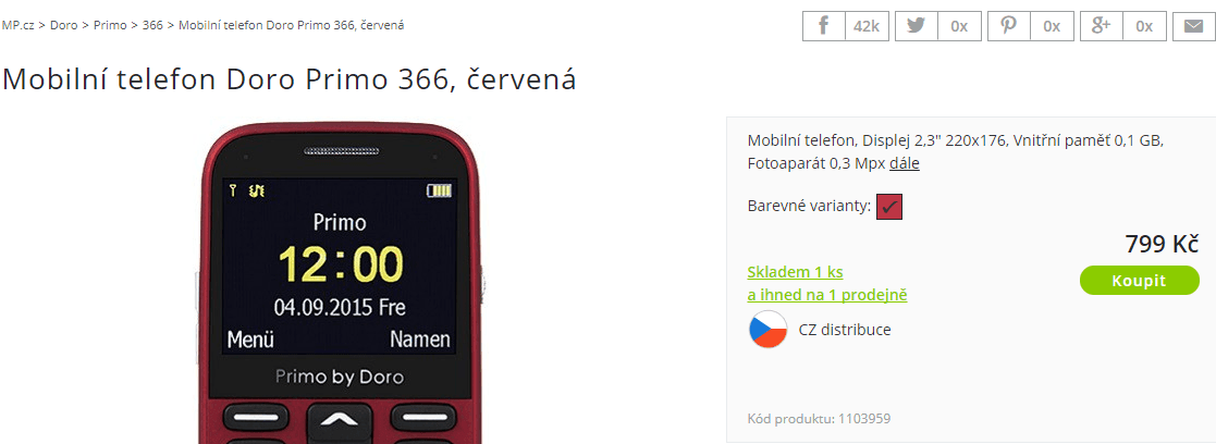 Mobil pro seniory Doro Primo 366