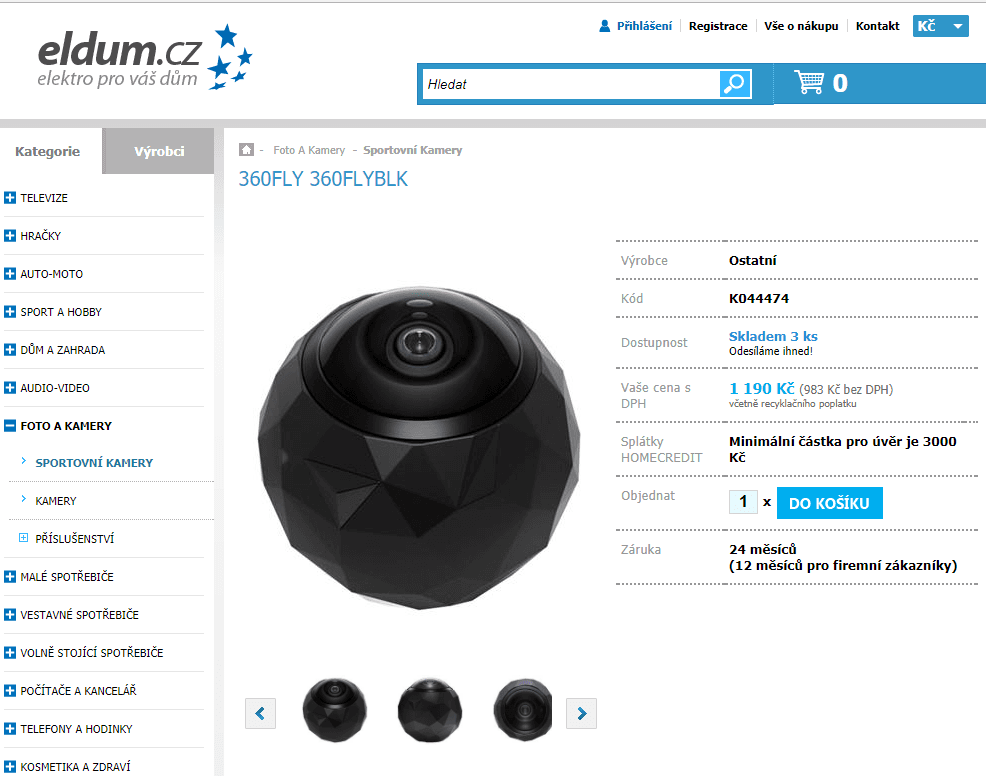 Akční 4K kamera 360fly 360FLYBLK