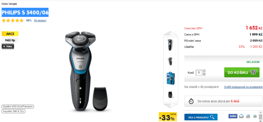 Pánský holící strojek Philips AquaTouch