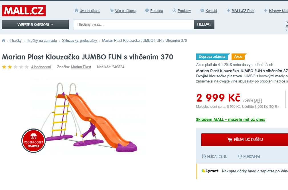 Velká skluzavka - písek i voda, 370 cm