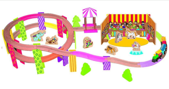 Dřevěná vláčkodráha CIRKUS, 93x60 cm