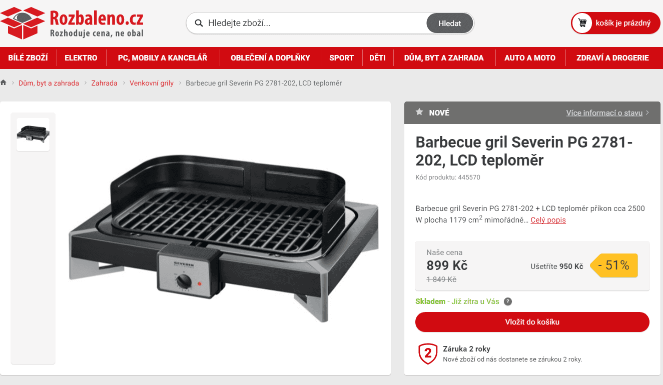 Barbecue gril Severin, LCD teploměr