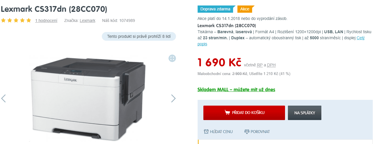 Laserová, barevná tiskárna Lexmark