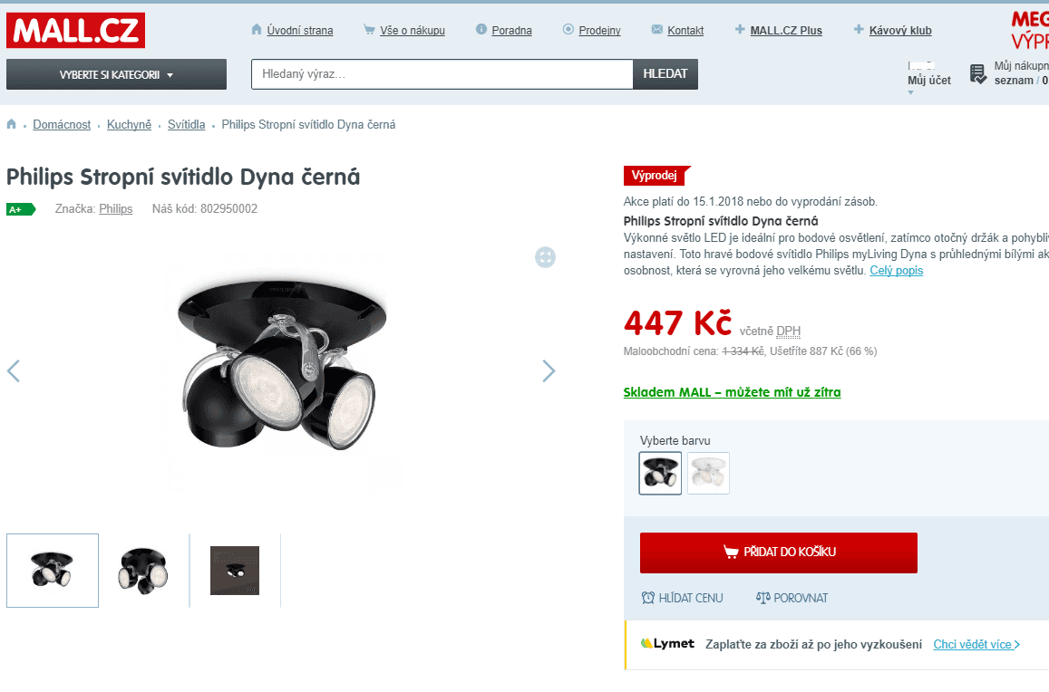 Bodové svítidlo Philips Dyna, černé
