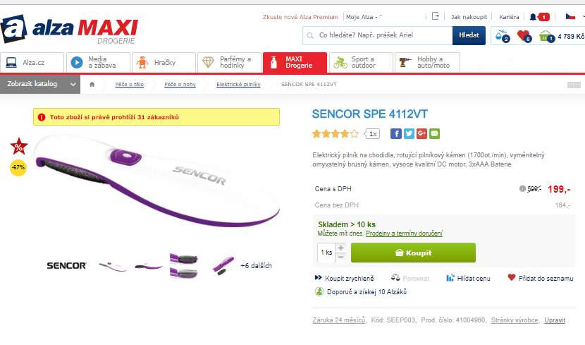 Elektrický pilník na chodidla Sencor