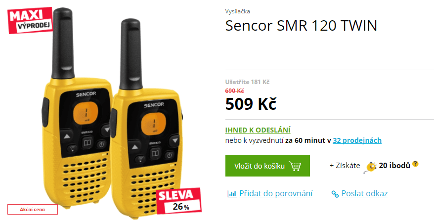 Set 2 vysílaček Sencor, dosah 5 km