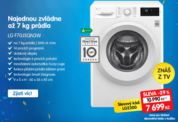 LG, 7kg, 1000 ot., A+++, NFC