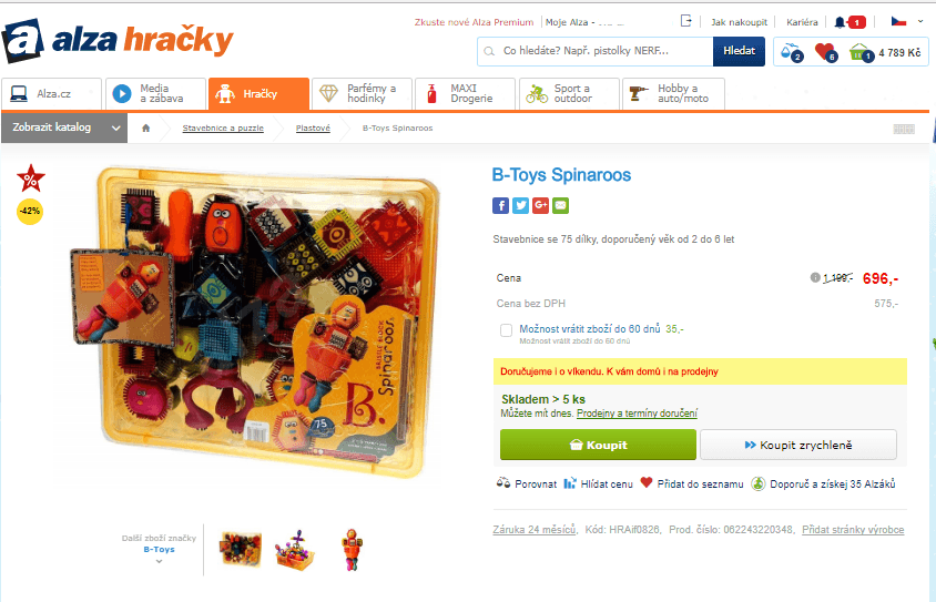 Stavebnice B-Toys Spinaroos, 75 dílků