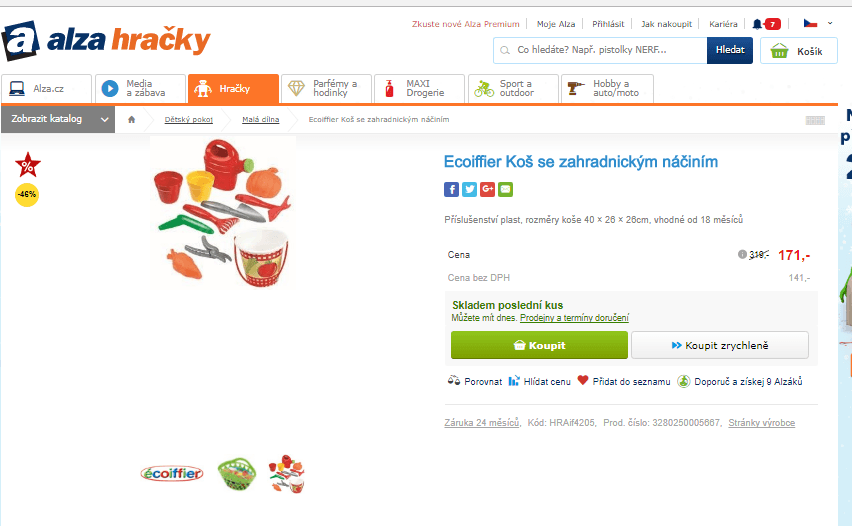 Ecoiffier Koš se zahradnickým náčiním