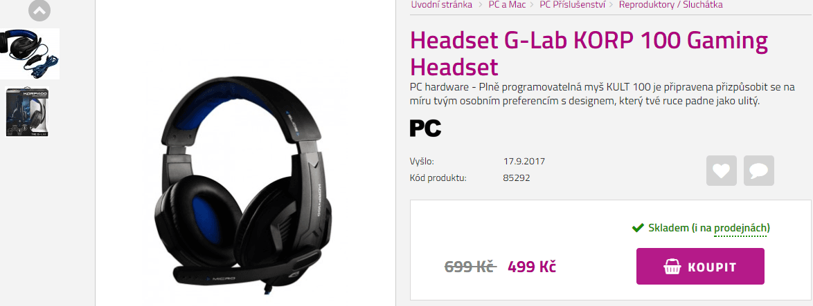 Herní sluchátka The G-Lab KORP 100