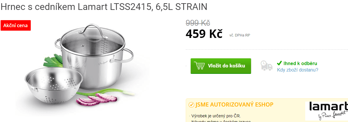 Hrnec s cedníkem Lamart, 6,5 litru