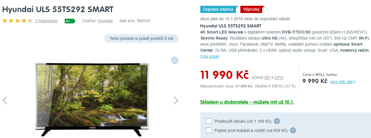 Ultra HD TV, Smart, 140 cm, Hyundai