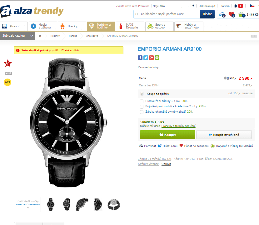 Pánské hodinky Emporio Armani AR9100