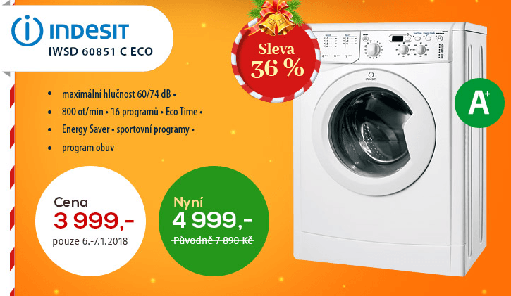 Pračka Indesit 6kg, 800 ot., A+, 42 cm