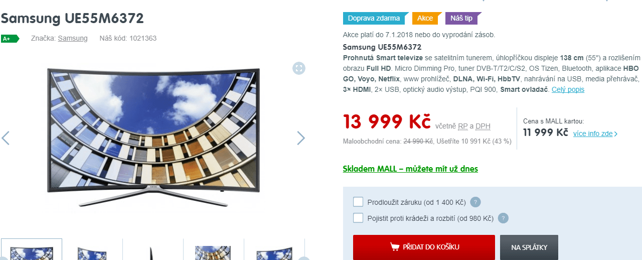Full HD LED, Curved, Smart, 138cm, Samsung