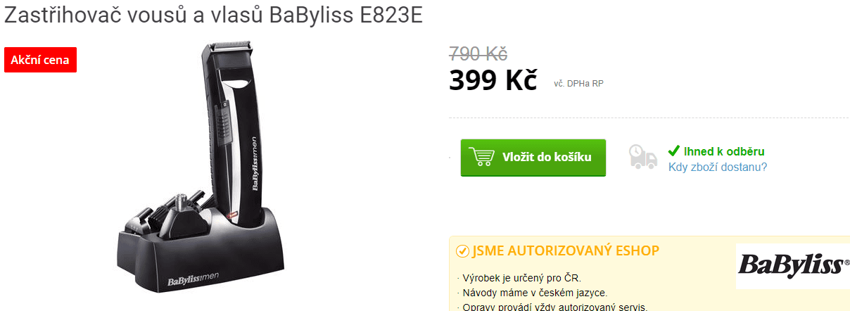 Zastřihovač vousů a vlasů BaByliss E823E