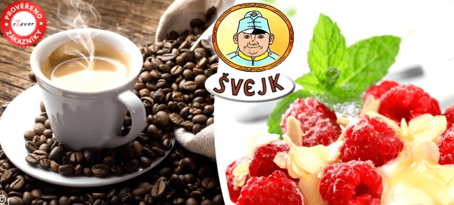 Horké maliny se zmrzlinou a šlehačkou + káva