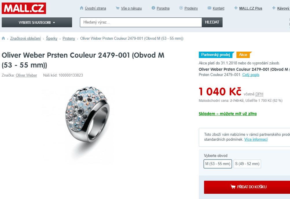 Prsten Oliver Weber s krystaly Swarovski