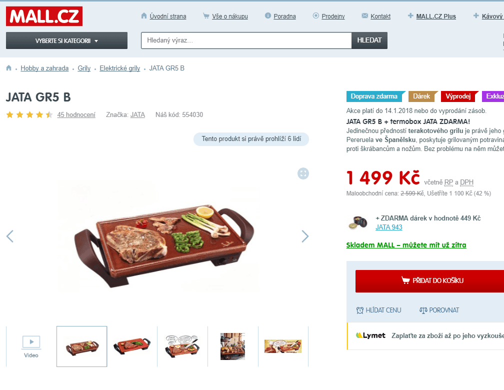 Stolní gril JATA GR5 B + termobox zdarma