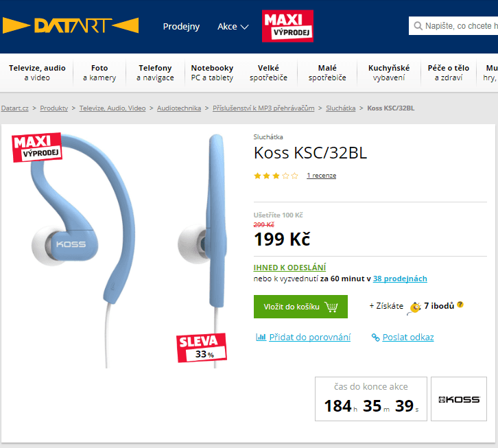 Sportovní sluchátka Koss KSC32