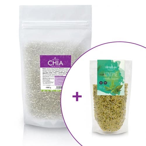Chia semínka 1kg + Konopné semínko 150g