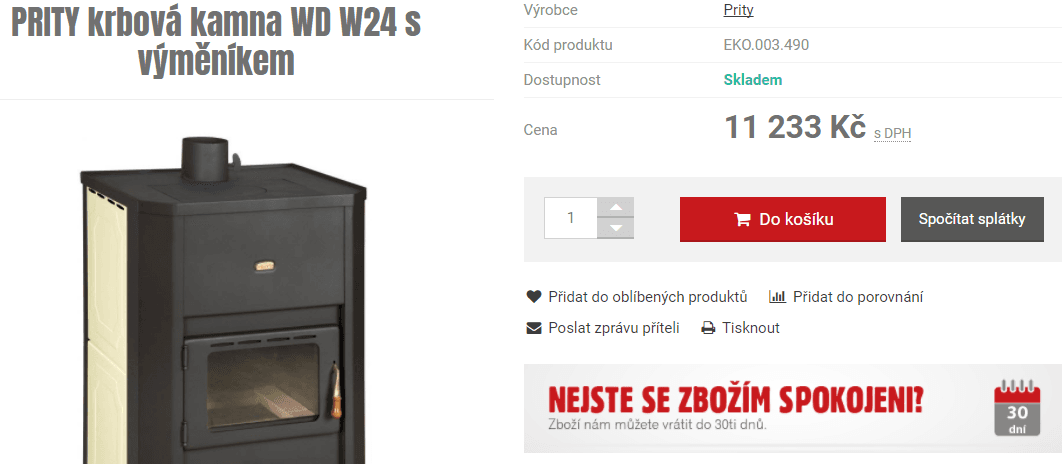 Výprodej krbových kamen Prity