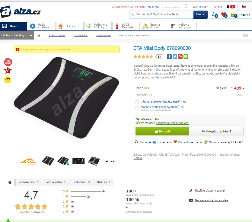 Smart osobní váha ETA Vital Body