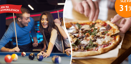2× lahodná pizza + 2 hod šipek nebo kulečníku