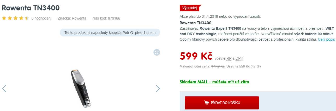 Zastřihovač vousů ROWENTA Wet & Dry