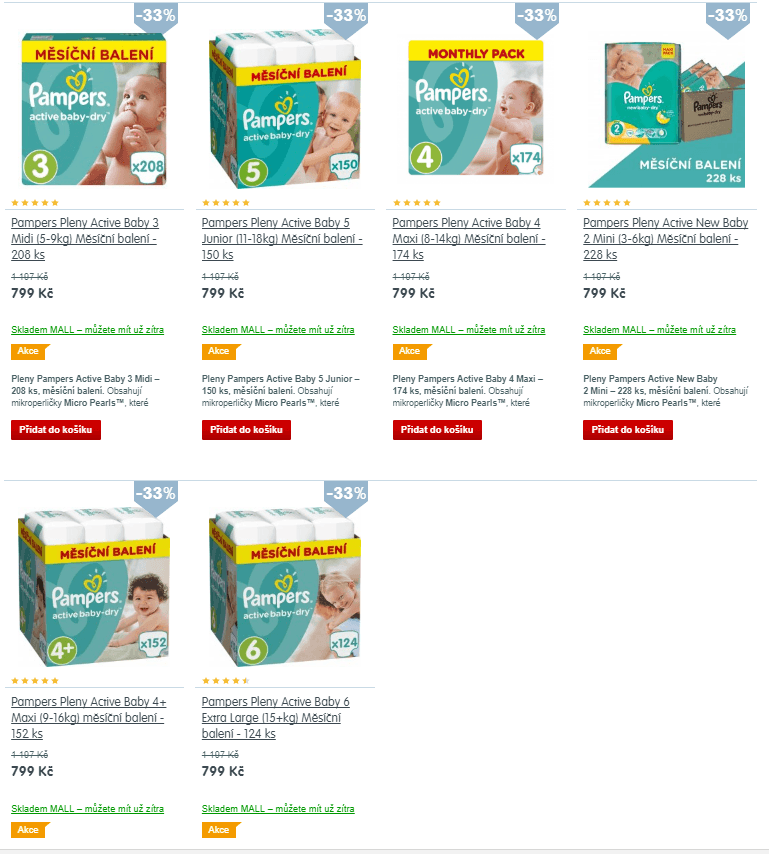 Pampers pleny Active Baby - měsíční balení
