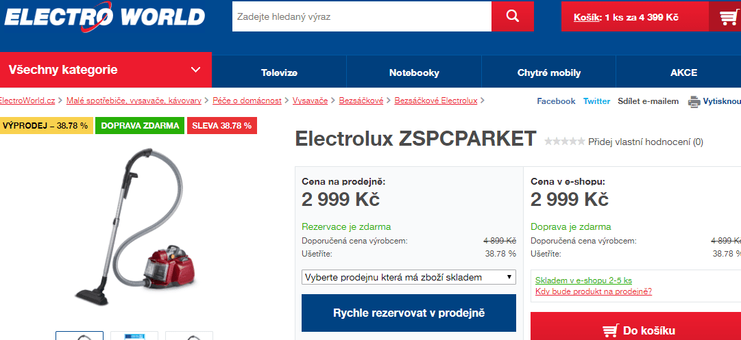 Bezsáčkový vysavač Electrolux ZSPCPARKET