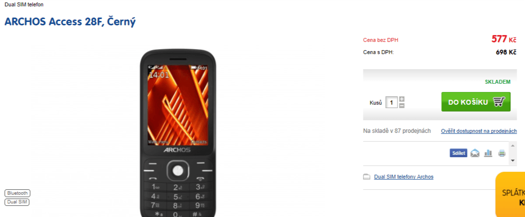Klasický mobil Archos Access, dual