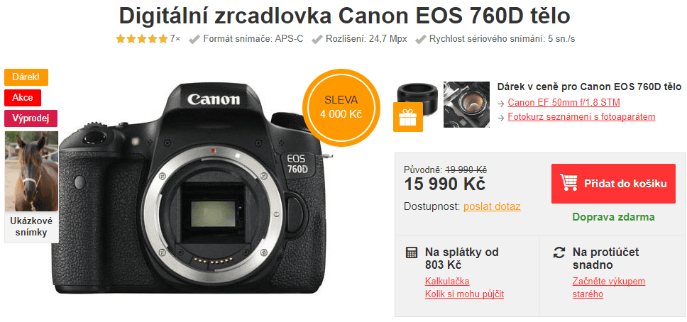 Canon EOS 760D, 24,2 MPx + objektiv