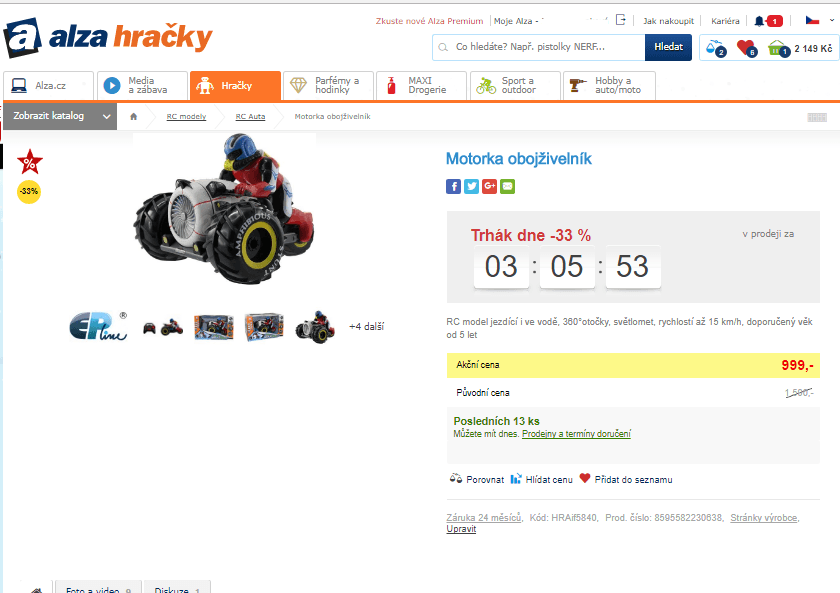 RC motorka obojživelník