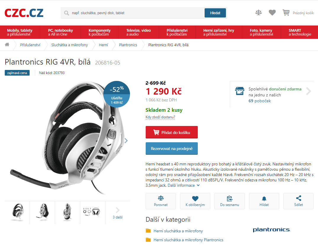 Herní headset Plantronics RIG 4VR