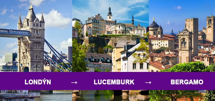 3v1: Londýn, Lucemburk, Bergamo za 1 372 Kč