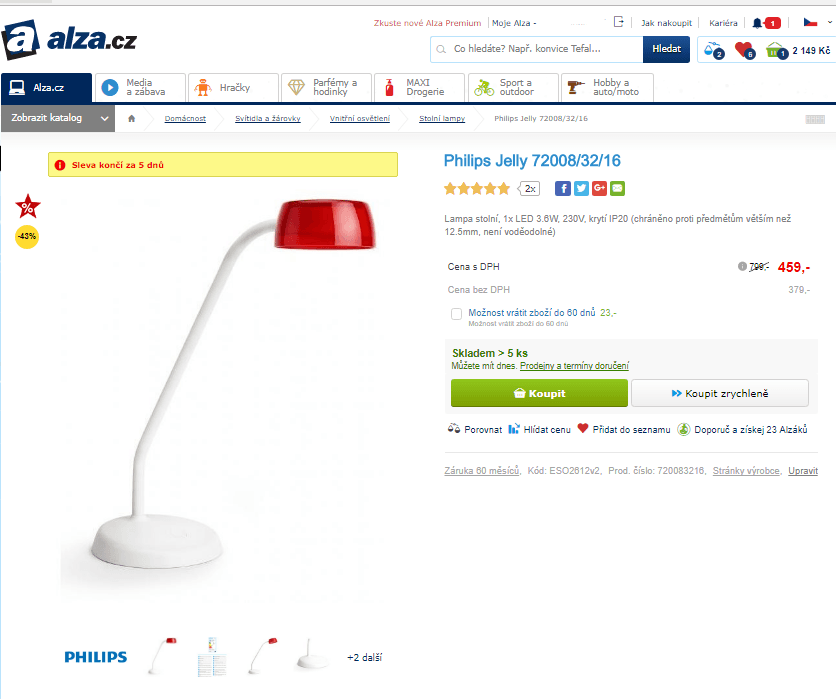 Stolní Lampa Philips Jelly LED 3.6W