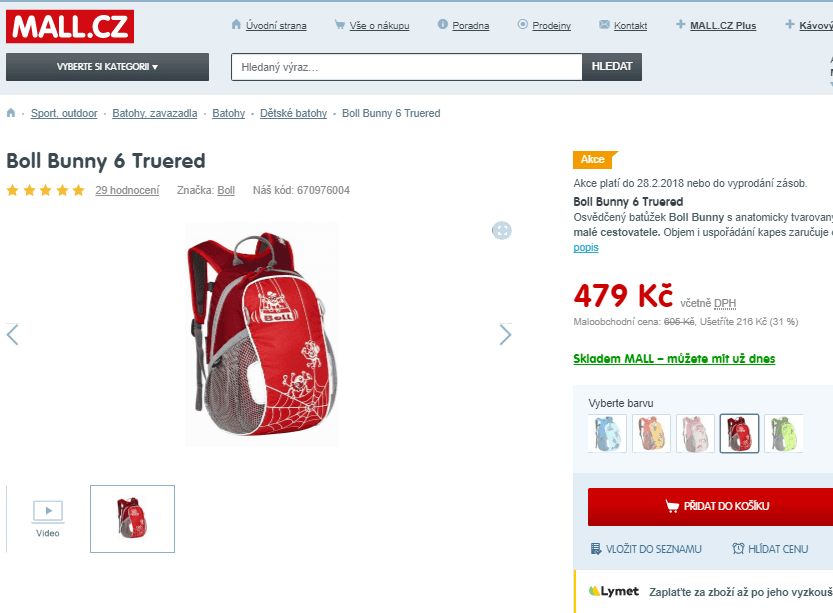 Dětský baťůžek Boll Bunny, 6 litrů