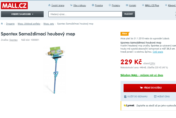 Spontex Samoždímací houbový mop