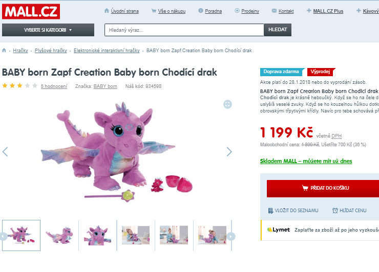 Zapf Creation BABY born Chodící drak