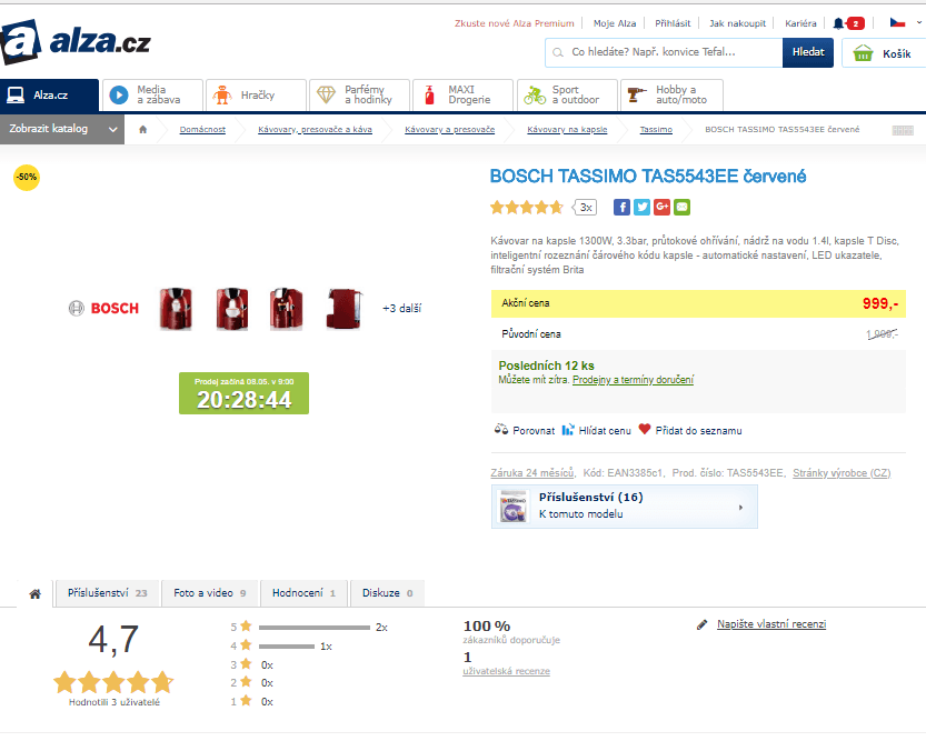 Kávovar na kapsle BOSCH Tassimo